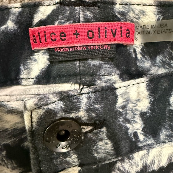 Alice + Olivia Zebra Print Skinny Jeans Black White Animal Print Size 8 Made USA - Picture 2 of 4